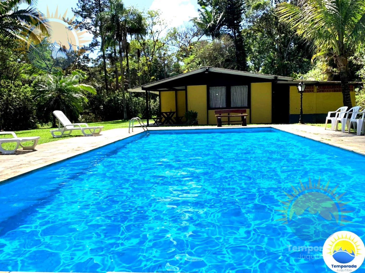 Piscina em alvenaria com dois lagos de pesca, Juquitiba